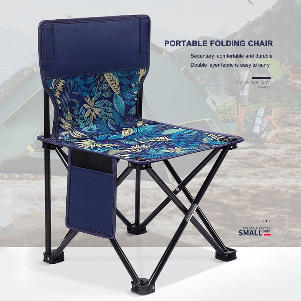 Outdoor Foldable Chair with Back Support and Side Pocket