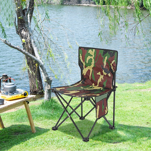 Outdoor Foldable Chair with Back Support and Side Pocket