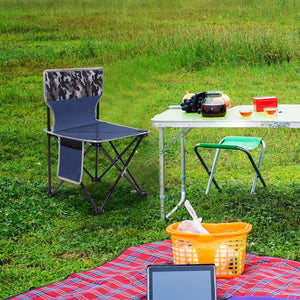 Outdoor Foldable Chair with Back Support and Side Pocket