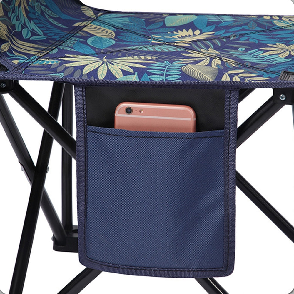 Outdoor Foldable Chair with Back Support and Side Pocket