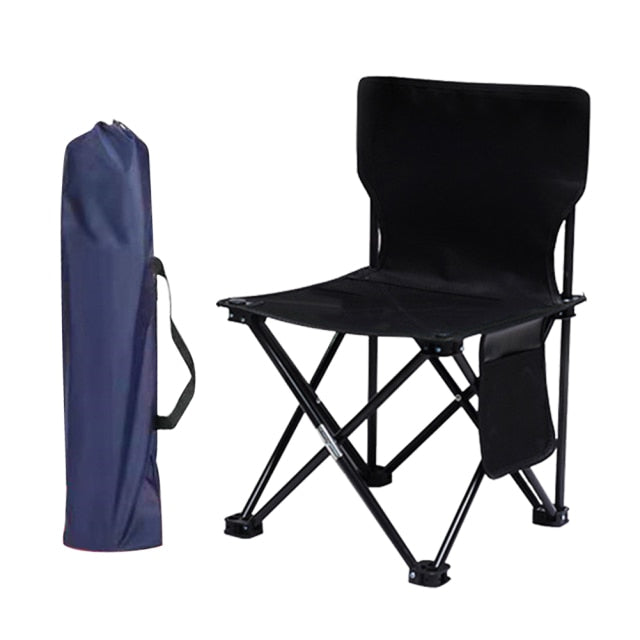 Outdoor Foldable Chair with Back Support and Side Pocket