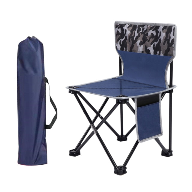 Outdoor Foldable Chair with Back Support and Side Pocket