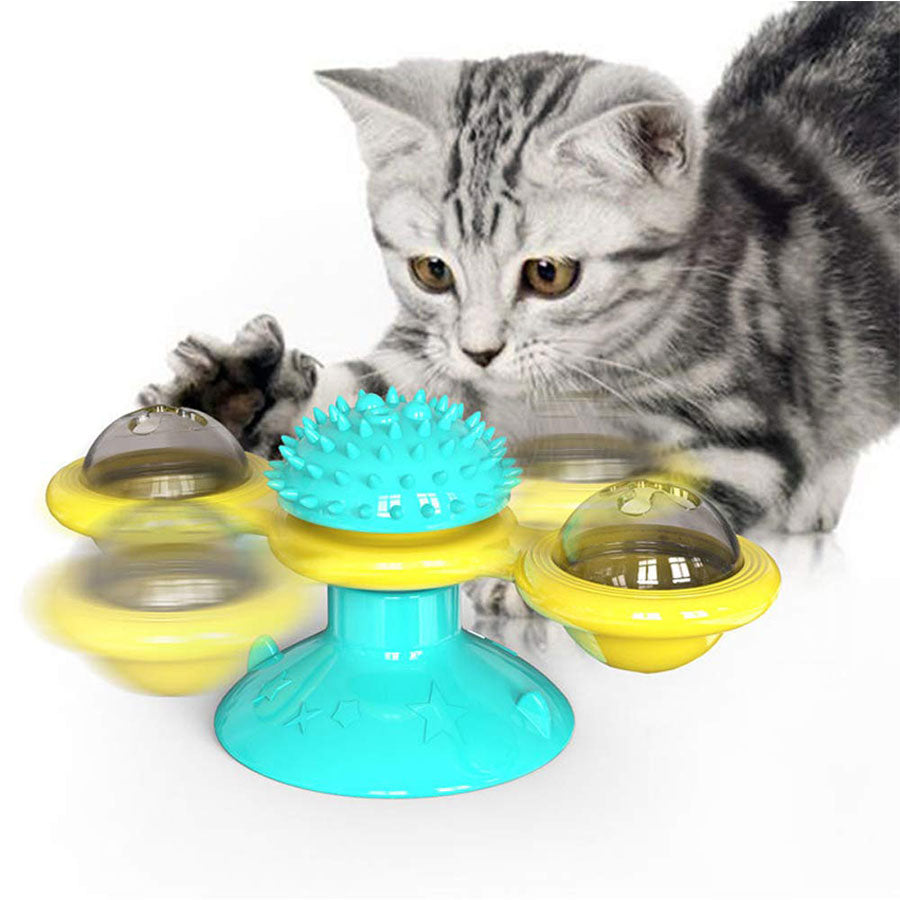 Interactive Rotating Pet Toy with Food Treat Dispenser for Cats and Kittens