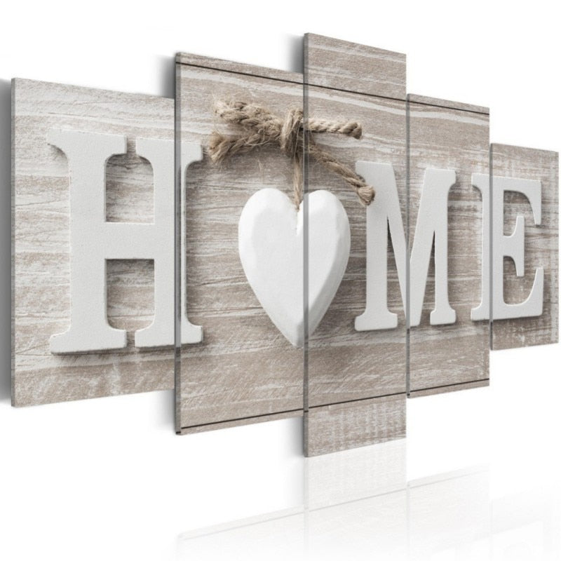 5 Pieces of Home Letters and a Heart Wall Decor