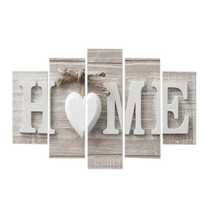 5 Pieces of Home Letters and a Heart Wall Decor