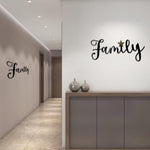 Family Cursive Letters Sign Metal Wall Art Decor