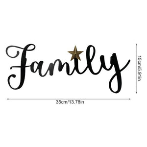 Family Cursive Letters Sign Metal Wall Art Decor