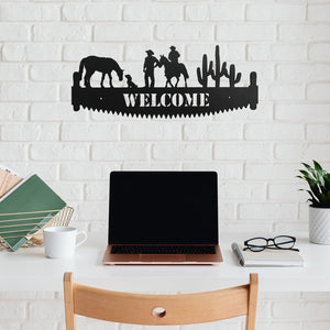 Welcome Sign Hand Saw Metal Wall Art Decor