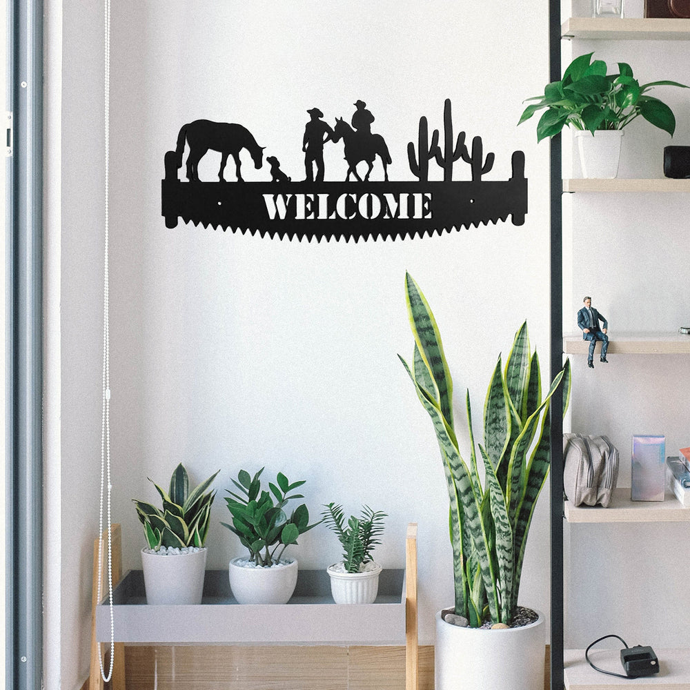 Welcome Sign Hand Saw Metal Wall Art Decor