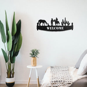 Welcome Sign Hand Saw Metal Wall Art Decor