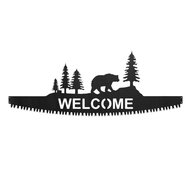 Welcome Sign Hand Saw Metal Wall Art Decor