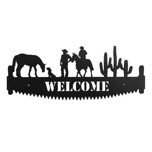 Welcome Sign Hand Saw Metal Wall Art Decor